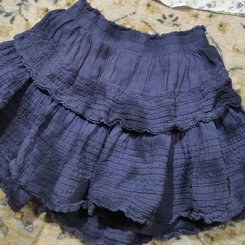Aerie tiered ruffle tie-dye mini skirt